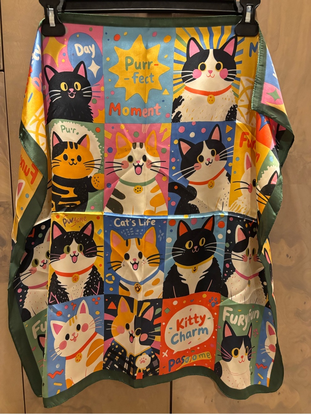 Colorful Cat Pattern Scarf - Multicolor - Picture 2 of 5